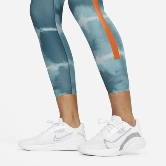Nike Women Dri-FIT One Luxe Printed Leggings DM7619-058 Blue Orange Size S Small - Picture 2 of 5